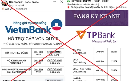 Bộ Công an cảnh báo mạo danh ngân hàng, các tổ chức tín dụng cho vay trực tuyến lãi suất thấp để lừa đảo