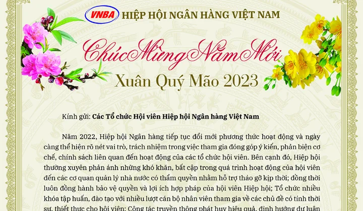 Thư Chúc mừng Năm mới của Chủ tịch và Tổng Thư ký Hiệp hội Ngân hàng Việt Nam