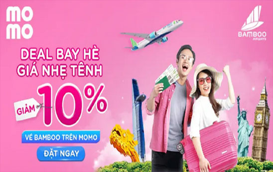 Bamboo Airways giảm 10% vé máy bay trên MoMo