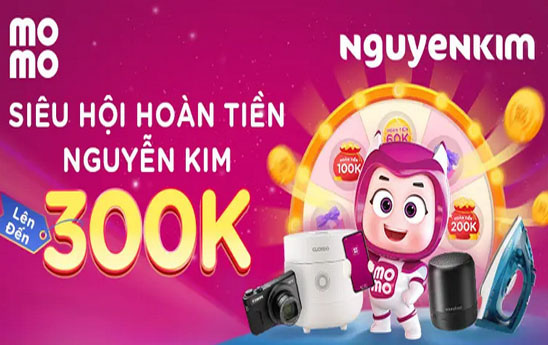 Chạm MoMo quay may mắn tại siêu thị Điện máy Nguyễn Kim