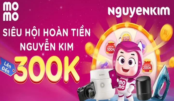 Chạm MoMo quay may mắn tại siêu thị Điện máy Nguyễn Kim