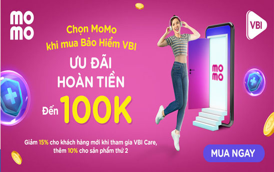 Chọn MoMo mua Bảo hiểm VBI nhận ngay ưu đãi hoàn tiền