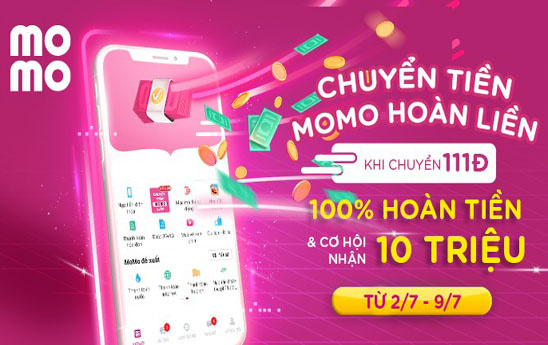 Chuyển tiền qua ví MoMo được hoàn tiền