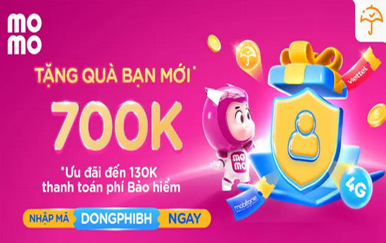 Đăng ký MoMo, nhập mã “DONGPHIBH” nhận quà