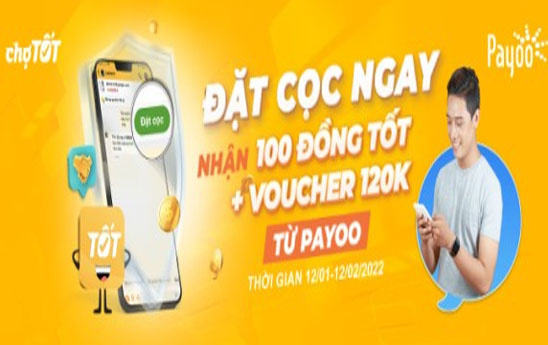 “Đặt cọc” trên Chợ Tốt qua ví điện tử Payoo nhận ưu đãi