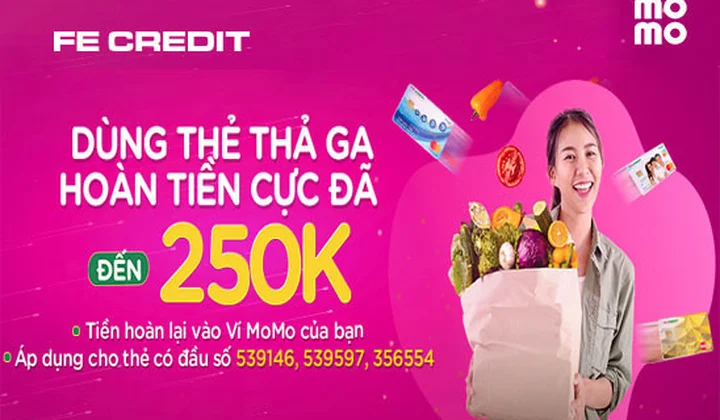 Liên kết thẻ tín dụng quốc tế FE Credit với ví MoMo nhận hoàn tiền