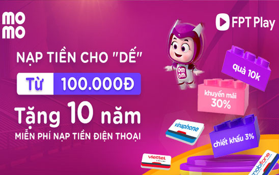 Miễn phí 1 năm nạp tiền điện thoại trên MoMo
