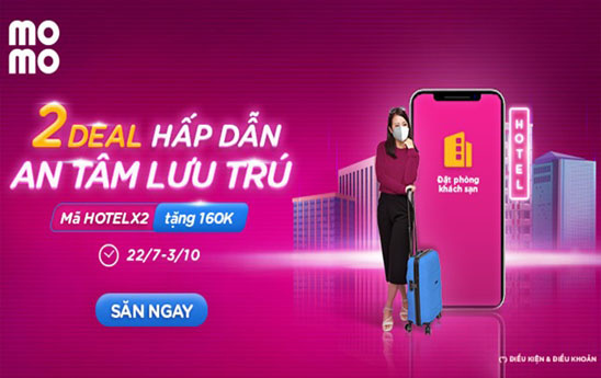 MoMo hỗ trợ 2 deal đặt phòng hấp dẫn