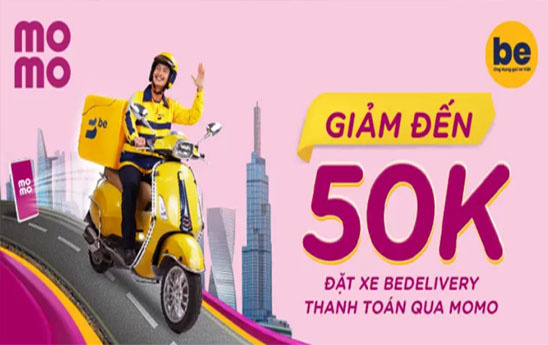 MoMo hoàn đến 50k cho người dùng khi sử dụng dịch vụ beDelivery