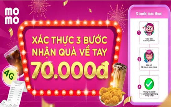 MoMo tặng quà khách hàng xác thực tài khoản ngân hàng/thẻ ATM