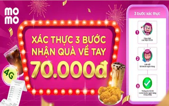MoMo tặng quà khách hàng xác thực tài khoản ngân hàng/thẻ ATM