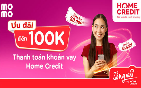 MoMo ưu đãi khách hàng thanh toán khoản vay Home Credit online