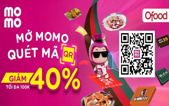 Mở MoMo quét mã QR nhận quà Ofood giảm 40%