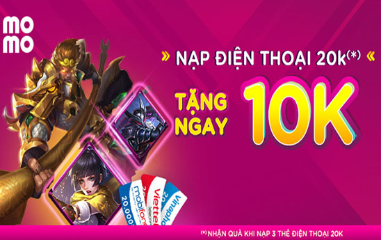Nạp điện thoại trên MoMo, nhận quà nạp game siêu thích!