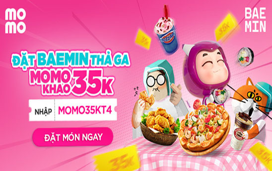 Nhập mã MOMOKHAO săn 4 thẻ quà Baemin
