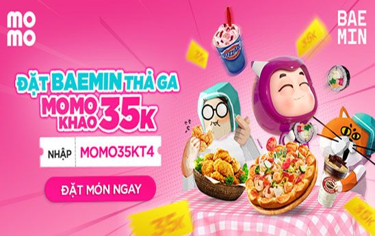 Nhập mã MOMOKHAO săn 4 thẻ quà Baemin