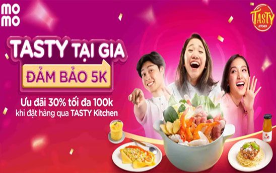 Nhập mã “TASTY30” giảm 30% đến 100.000đ trên Ví MoMo