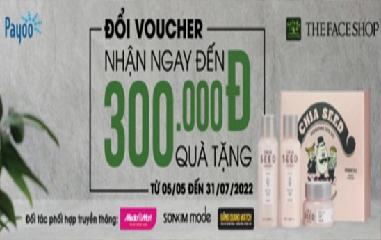 Payoo phối hợp cùng THEFACESHOP tặng hàng ngàn mã quà tặng