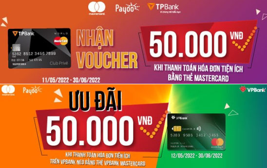 Payoo ưu đãi khách hàng VPBank và TPBank thanh toán hóa đơn