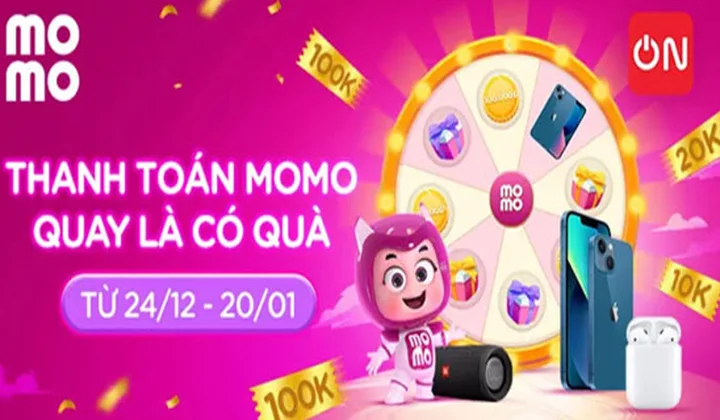 Quét MoMo thanh toán - Nhận lượt quay 100% trúng quà