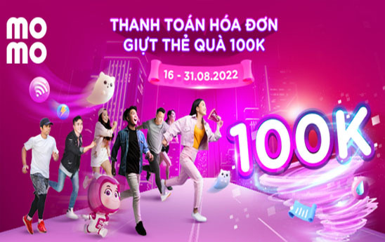 MoMo tặng 100k cho khách hàng thanh toán hóa đơn