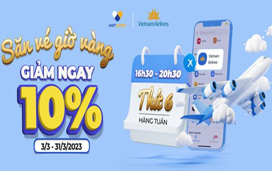 VNPT Money giảm 10% khi thanh toán mua vé máy bay
