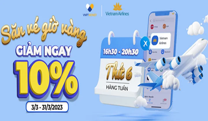 VNPT Money giảm 10% khi thanh toán mua vé máy bay