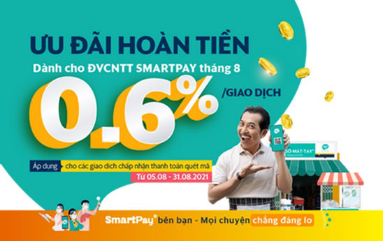 SmartPay hoàn tiền cho tất cả các giao dịch quét mã thanh toán trong tháng 8