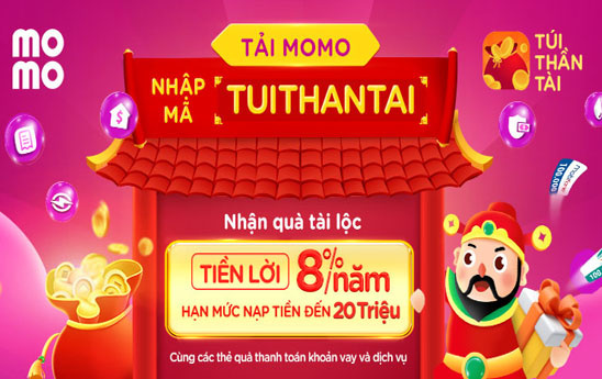Tải MoMo, nhập mã TUITHANTAI: Nhận đặc quyền tiền lời 8%/năm và quà thanh toán khoản vay
