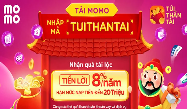 Tải MoMo, nhập mã TUITHANTAI: Nhận đặc quyền tiền lời 8%/năm và quà thanh toán khoản vay