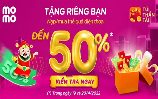 Thần Tài ưu đãi nạp thẻ điện thoại lên đến 50%