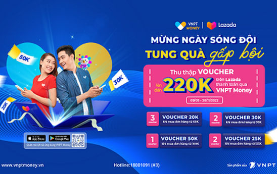 VNPT Money và Lazada triển khai 4 chương trình ưu đãi đặc biệt dành riêng cho khách hàng