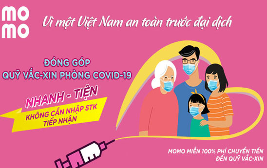Ví MoMo miễn 100% phí chuyển tiền quyên góp Quỹ vắc-xin phòng Covid-19