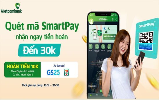 Vietcombank ưu đãi hấp dẫn “Quét mã SmartPay, nhận ngay tiền hoàn”
