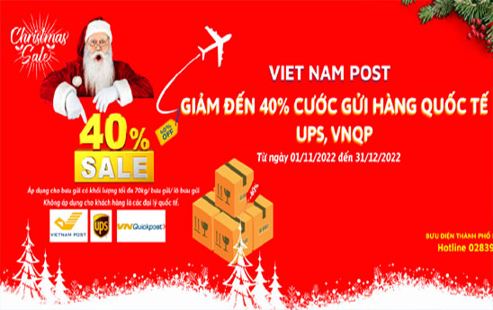 Vietnam Post Hồ Chí Minh ưu đãi đến 40% cước phí gửi hàng quốc tế
