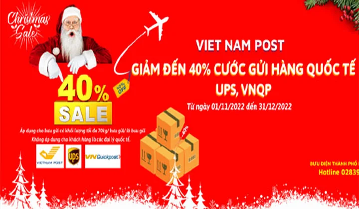 Vietnam Post Hồ Chí Minh ưu đãi đến 40% cước phí gửi hàng quốc tế