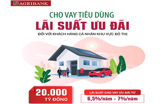 Agribank dành 20.000 tỷ đồng cho khách hàng cá nhân khu vực đô thị vay tiêu dùng với lãi suất ưu đãi