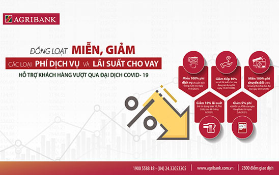 Agribank đồng loạt miễn, giảm các loại phí dịch vụ và lãi suất cho vay hỗ trợ khách hàng vượt qua đại dịch Covid-19