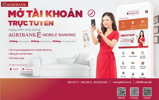 Agribank triển khai mở tài khoản trực tuyến trên ứng dụng di động