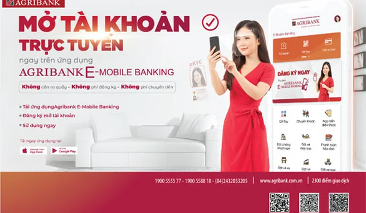 Agribank triển khai mở tài khoản trực tuyến trên ứng dụng di động