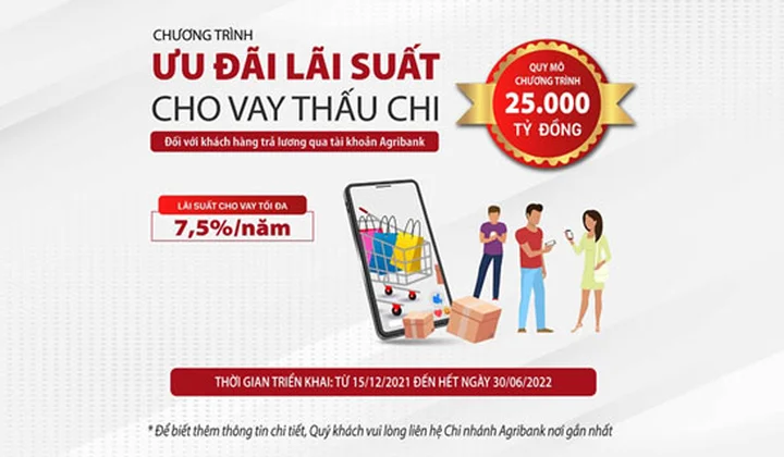 Agribank ưu đãi cho vay thấu chi đối với khách hàng trả lương qua tài khoản