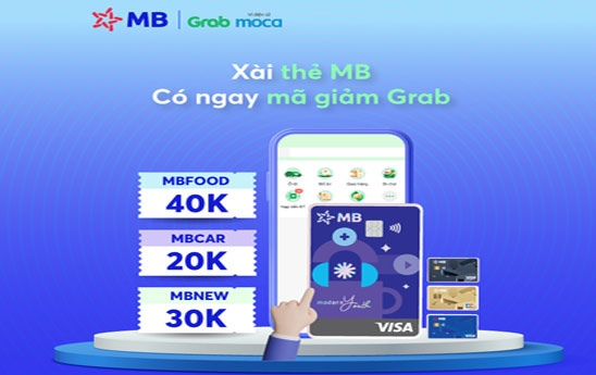 Chủ thẻ tín dụng quốc tế MB nhận ưu đãi khi chi tiêu trên Grab