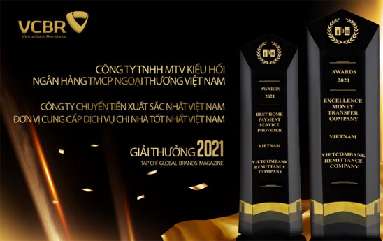 Công ty Kiều hối Vietcombank nhận 2 giải thưởng quốc tế