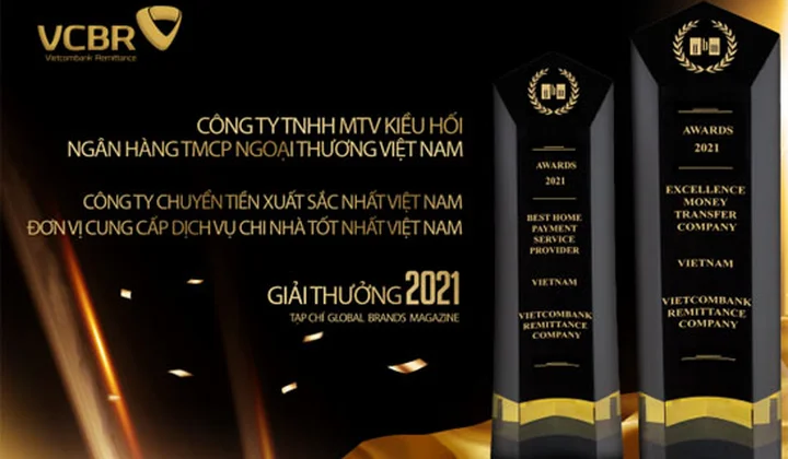 Công ty Kiều hối Vietcombank nhận 2 giải thưởng quốc tế