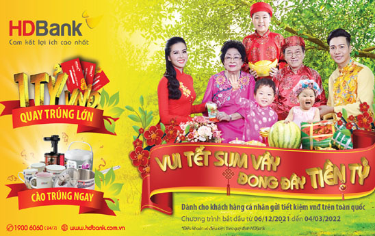 Cùng HDBank “Vui Tết sum vầy - Đong đầy tiền tỷ”