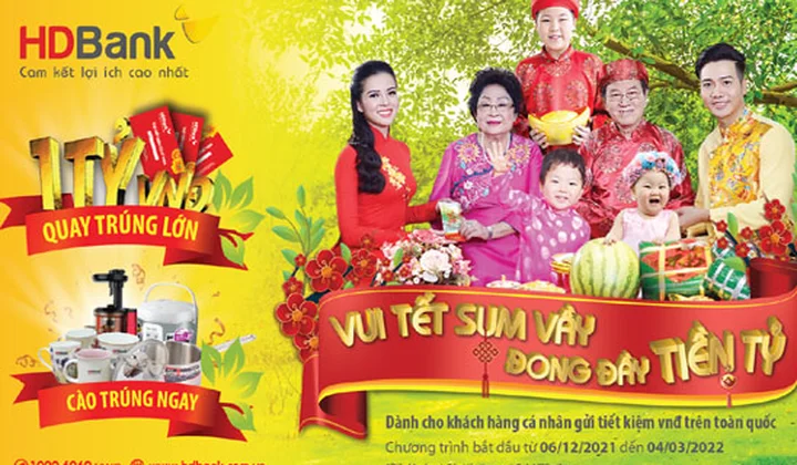 Cùng HDBank “Vui Tết sum vầy - Đong đầy tiền tỷ”