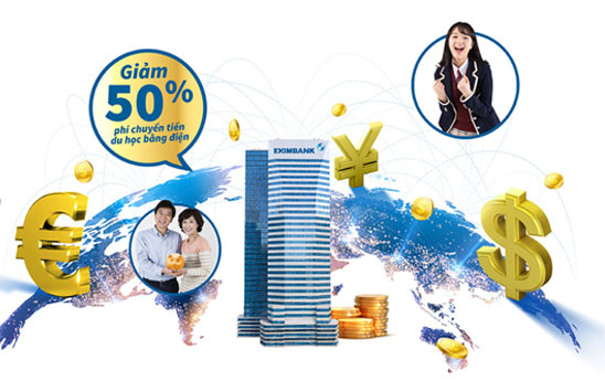 Eximbank Chuyển tiền năm châu, giảm sâu phí chuyển