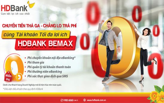 HDBank tiếp tục miễn nhiều loại phí giao dịch trực tuyến với BeMax