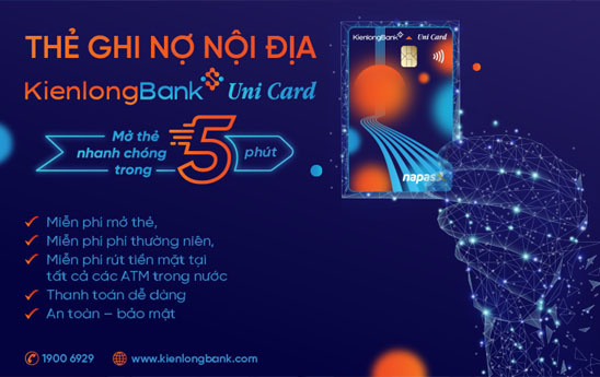 KienlongBank phát hành thẻ ghi nợ nội địa Uni Card
