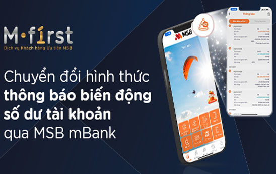MSB chuyển đổi hình thức nhận thông báo biến động số dư tài khoản